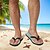billiga Semester Sandaler-flip flops med blå lövtryck för män – tropisk och elegant stil för strandsemester, ö-hopping och strandmiddagar