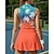 baratos Conjunto de Ténis Feminino-Mulheres Tropical Camisa Esportiva Conjunto esportivo Conjunto de tênis Camisa de tênis 2 Peças Sem Manga Imprimir Respirável Tênis Golfe Badminton Colarinho polo Saias Laranja Roupas de tênis