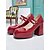 ieftine Stil Disco &amp; Hippie al anilor ’70-pantofi cu toc Mary Jane retro cu bretele duble pentru femei din anii 1980 – pantofi cu platformă din piele lăcuită verde pentru modă, petreceri și ținute casual de inspirație vintage