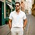 cheap Street-Men&#039;s Shirt Linen Shirt Summer Shirt Beach Shirt Summer Hawaiian Shirt Solid Color Vacation Street White Pink Light Blue Short Sleeve Collar Summer Spring &amp; Summer Clothing Apparel Patchwork