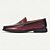 abordables Mocassins en cuir de qualité supérieure-Mocassins en cuir bordeaux pour homme avec surpiqûres décoratives – Chaussures Kentucky Derby pour des occasions décontractées et élégantes