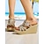 preiswerte Keilsandalen-Damen-Keilsandalen im Boho-Stil mit goldenen Strasssteinen – glitzernde Slip-On-Plateau-Absätze für Strandurlaube, Sommerpartys und Urlaubskleidung