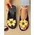 billiga Semester Sandaler-svarta plattformsflip flops för kvinnor med gul blomdetalj – söta strandsandaler för sommarsemester, avkoppling vid poolen och dagliga fritidskläder