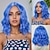 voordelige Synthetische trendy pruiken-Synthetische pruiken Golvend Krullend weefsel Middelste stuk Asymmetrisch kapsel Machinegemaakt Pruik 35.6 cm A1 Synthetisch haar Dames Middenscheiding Klassiek Kleurgradatie Blauw