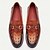abordables Mocasines de cuero de primera calidad-Mocasines de piel marrón para hombre con estampado de cocodrilo y detalles dorados: zapatos Derby Kentucky para eventos formales y semiformales.