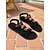 abordables Sandalias de Vacaciones-Sandalias planas bohemias con cuentas florales para mujer: sandalias de gladiador sin cordones de estilo étnico para viajes a la playa y vacaciones de verano.