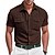 preiswerte Freizeithemden für Herren-Herren Hemd Sommerhemd Freizeithemd Strandhemd Knopfhemd Schwarz Weiß Gelb Marineblau Braun Kurzarm Einfach Revers Urlaub Hawaiianisch Fronttasche Bekleidung Polyester Mode Lässig Bequem