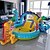 preiswerte Pools, Whirlpools &amp; Zubehör-Aufblasbares Dinosaurier-Spielzentrum, Outdoor-Spielhaus, aufblasbarer Wasserpark mit Kinderpoolrutsche, Wassersprüher, Wasserfall und 6 Bällen, mehrfarbig