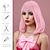 voordelige Feestpruiken-Synthetische pruiken Recht Kinky Recht Asymmetrisch kapsel Strakke pony Machinegemaakt Pruik 35.6 cm A1 Synthetisch haar Dames Klassiek Comfortabel Kleurgradatie Roze