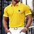 economico Polo classica da uomo-Per uomo Polo in Cotone Polo da Golf Lavoro Affari Colletto Polo a Coste Classico Manica Corta Essenziale Moderno Tinta unica Bottoni Logo Primavera &amp; Estate Vestibilità aderente Rosso scuro Giallo