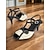 tanie Lata 20. XX wieku-Kobiece sandały retro peep toe z lat 30-tych z tweedu z koturnami - eleganckie vintage buty w stylu Gatsby na przyjęcia i do biura