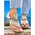 tanie Sandały wakacyjne-damskie boho plemienne sandały z odkrytymi palcami na płaskim obcasie – codzienne letnie buty w stylu etnicznym na plażę, podróż, wakacje i festiwale muzyczne