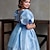 baratos Vestidos de Festa-Infantil Para Meninas Vestido Vestido de festa Côr Sólida Manga Curta Espetáculo Manga Princesa Princesa Doce Cetim Altura dos Joelhos Vestido da bainha Verão Primavera Outono Crianças Azul Céu