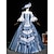 baratos Vestidos-Vintage Rococó Renascentista Maxi Vestidos Normal Julieta Princesa Noiva Pregueado Com Babados Princesa Decote Redondo Fantasia Mulheres Dia Das Bruxas Carnaval Baile de Máscaras Festa dia das Bruxas