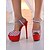 abordables Fiesta Nocturna-Sandalias de plataforma con tacón de aguja y rayas rojas, blancas y azules para mujer: atrevidas y patrióticas sandalias nocturnas para fiestas y discotecas.
