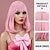 voordelige Feestpruiken-Synthetische pruiken Recht Kinky Recht Asymmetrisch kapsel Strakke pony Machinegemaakt Pruik 35.6 cm A1 Synthetisch haar Dames Klassiek Comfortabel Kleurgradatie Roze