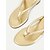preiswerte Urlaubsandalen-Flip-Flop-Sandalen mit goldenem Keilabsatz für Damen – metallisch glänzende Strand-Sandalen für den Sommerurlaub, Reisen und die Freizeit