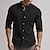 abordables Tenue d&amp;#39;affaires décontractée-Homme Chemise en coton et lin Uni Vacances Noir Blanche Kaki Gris foncé manche longue Col grand-père Vêtement Tenue
