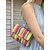 abordables Sacs à bandoulière-Sac à bandoulière tissé arc-en-ciel pour femme – sac à main en crochet coloré avec bandoulière en chaîne dorée pour les tenues d&#039;été, de plage et de vacances