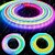 billige LED Lyskæder-Neon LED lys vandtæt WS2811 vævet silikone neon LED lysstrip 12MM 360 graders cirkulært netværkskontroller RGB nylon pool lysstrip fleksibel drømmende farve reb lys dekoration