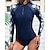 Χαμηλού Κόστους Rash Guards One Pieces-Γυναικεία Προστατευτικά Μαγιό Ζωγραφιά Ριγέ Κουρελού Μποστινό Φερμουάρ Σπαντέξ Προστασία από τον ήλιο UV UPF50+ Γρήγορο Στέγνωμα Μακρυμάνικο Μαγιό Σέρφινγκ Παραλία Θαλάσσια Σπορ Καλοκαίρι