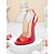 abordables Fête de la Vie Nocturne-Escarpins à bride arrière en cuir verni rouge pour femmes avec talon aiguille et bout ouvert - talons hauts sexy pour les soirées