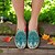 voordelige Platte damesschoenen-Comfortabele instappers voor dames op blote voeten - artistieke pauwprint, ergonomische binnenzool, levendige resortstijl, ideaal voor thuis, in de tuin, op kunstfestivals en op ontspannen reisdagen