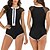 preiswerte Hautausschlagswächter-Damen Anti UV Shirt Badeanzug Bademode UV-Sonnenschutz UPF50+ Ärmellos Bademode Badeanzug Frontreißverschluss Schwimmen Surfen Strand Wassersport Patchwork Sommer Frühling Herbst
