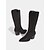 abordables Fiesta Nocturna-Botas vaqueras con diamantes de imitación para mujer: botas de fiesta negras hasta la rodilla con punta puntiaguda y tacón de bloque para festivales de música y eventos nocturnos.