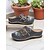 abordables Zuecos y sandalias de mujer-Mules con correa de hebilla recortada y bordado para mujer: zapatos casuales florales de inspiración vintage, ideales para paseos de primavera y estilo diario.