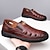 abordables Sandalias de Vacaciones-Sandalias de piel marrón para hombre con diseño de corte transpirable: calzado cómodo para verano, playa y actividades al aire libre.