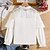 cheap Tees &amp; Blouses-Kids Girls&#039; Blouse Solid Color School Long Sleeve Ruffle Daily 7-13 Years Summer White