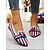 voordelige Platte damesschoenen-Patriottische gebreide flats voor dames - puntige platte schoenen met strikdetail voor onafhankelijkheidsdag, zomerpicknicks en vrijetijdskleding