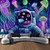 cheap Blacklight Tapestries-Blacklight Tapestry Glow in the Dark Glow Party UV Reactive Astronaut Trippy Misty Hanging Tapestry Wall Art Mural for Living Room Bedroom