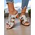 baratos Sandálias Casuais-sandálias femininas de salto alto metálicas – padrão dourado em relevo, salto grosso, estilo fácil de calçar, perfeitas para escapadas no campo e reuniões ao ar livre