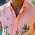 baratos Férias-Homens Camisa de linho camisa de verão Roupa de Praia camisa de botão Palmeira Férias Feriado Rosa Manga Curta Aberto para a Lateral Verão Primavera Roupa
