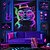 billige Blacklight -billedvev-Blacklight Vev Som Lyser I Mørket Glow Party UV Reaktiv Katt Trippy Tåkete Hengende Veve Veggkunst Mural Stue Soverom
