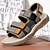 cheap Outdoor Sandals-Men's Tan Multi-Strap Sport Sandals with Adjustable Velcro Straps – Rugged Outdoor Sandals for Hiking, Camping or Everyday Casual Use