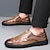abordables Sandalias de Vacaciones-Sandalias de piel marrón para hombre con diseño de corte transpirable: calzado cómodo para verano, playa y actividades al aire libre.