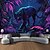 זול שטיחי קיר של Blacklight-שטיחים שחורים זוהרים בחושך מסיבת זוהר ריאקטיבית UV בעלי חיים יער טיגריס השבטים בטבע קישוטי תצוגה לחדרי סלון חדר שינה