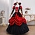 billige Kjoler-Årgang Rokoko Renæssance Maxi Kjoler Normal Juliet ærme Prinsesse Brud Flettet Flæset Prinsesse Rund hals Udklædning Dame Halloween Karneval Maskerade Ydeevne Fest Halloween Voksen Alle årstider