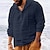 baratos Férias-Homens Camisa Social Camisa de linho Camisa Popover camisa de verão Roupa de Praia Camisa com capuz Côr Sólida Férias Rua Preto Branco Azul Marinha Azul Céu Manga Longa Com Capuz Verão Primavera Roupa
