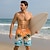 cheap Men&#039;s Elite Shorts-Men&#039;s Shorts Beach Shorts Pocket Drawstring Elastic Waist Graphic Leaf Tree Breathable Quick Dry Knee Length Outdoor Vacation Home Vacation Ethnic Style Lake blue Dark Blue / Red Micro-elastic