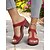 economico Sandali Comodi-sandali da donna con cinturino a T rosso - tacco comodo e design traforato, ideali per abbigliamento casual ed eventi estivi alla moda