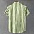 baratos Clássico-Homens Camisa de linho Camisa Popover camisa de verão Camisa casual Camisa Henley Listra Férias Casual Verde Manga Curta Colarinho Mandarim Verão Primavera Roupa