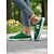 cheap Women&#039;s Sneakers-Women&#039;s Green Canvas Slip-On Sneakers with Lace-Up Design – Comfortable Backless Trainers, Ideal for Walking, Shopping, School Runs &amp; Casual Summer Days