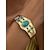 billige Ferietilbehør-Vintage gullmansjettarmbånd med turkise steiner til dame – justerbar armring i bohemsk stil for damer, ideell for uformelle antrekk, fester og sommerfestivaler