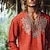 preiswerte Urlaub-Herren Popover-Hemd Sommerhemd Strandbekleidung Vintage-Shirt Ethno-Hemd Blumenmuster Urlaub Ferien Gelb Blau Orange Braun Langarm V Ausschnitt Sommer Frühling Bekleidung