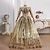 baratos Vestidos-Vintage Rococó Renascentista Maxi Vestidos Normal Julieta Princesa Noiva Pregueado Com Babados Princesa Decote Redondo Fantasia Mulheres Dia Das Bruxas Carnaval Baile de Máscaras Festa dia das Bruxas