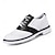 cheap Men&#039;s Golf Shoes-Men&#039;s Classic Black and White Golf Shoes with Faux Leather Upper - Versatile Design for Golf and Casual Wear